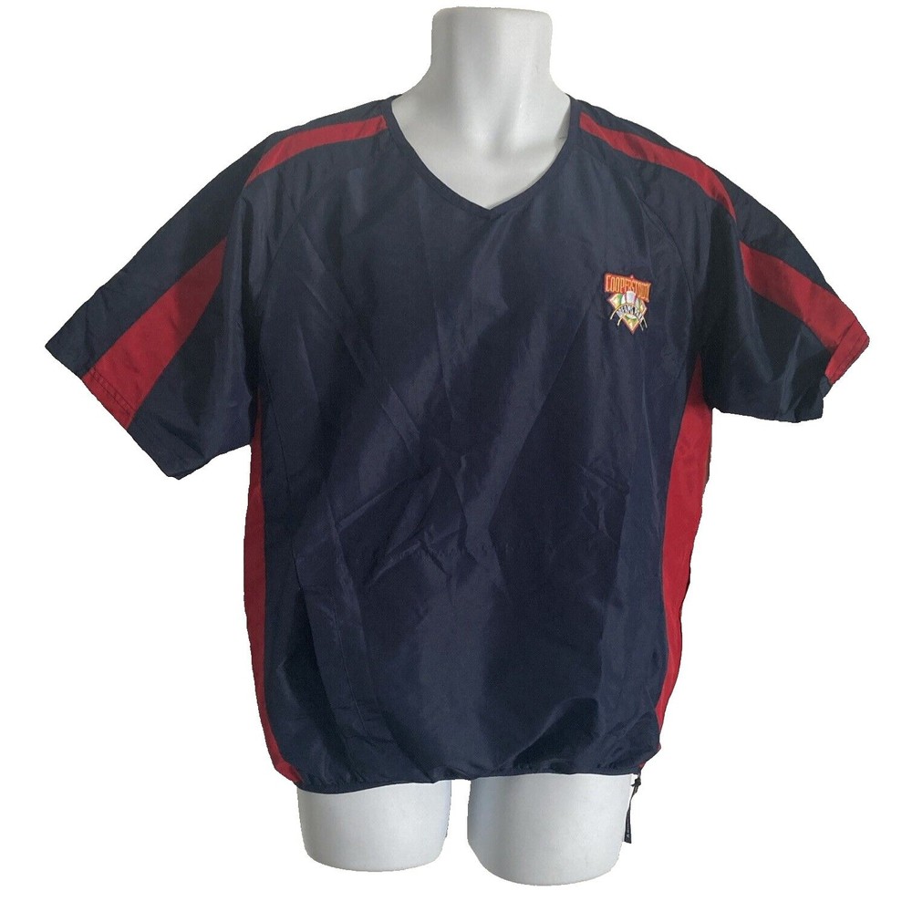 CoopersTown Dream Park Baseball Windbreaker Batting Shirt Sz Small Blue Vented